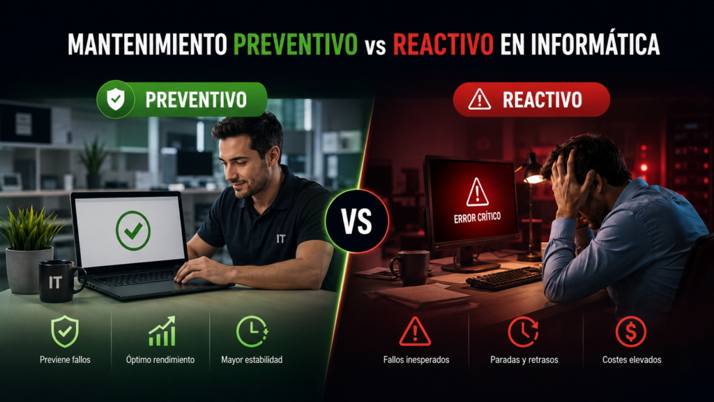 Mantenimiento preventivo vs reactivo en informática