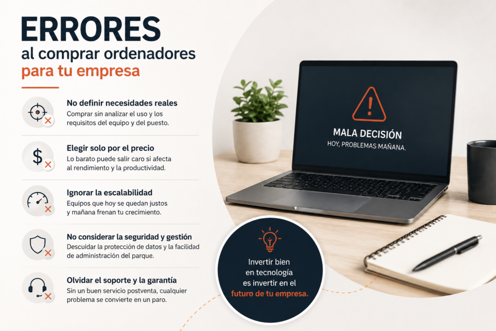 Errores al comprar ordenadores para tu empresa